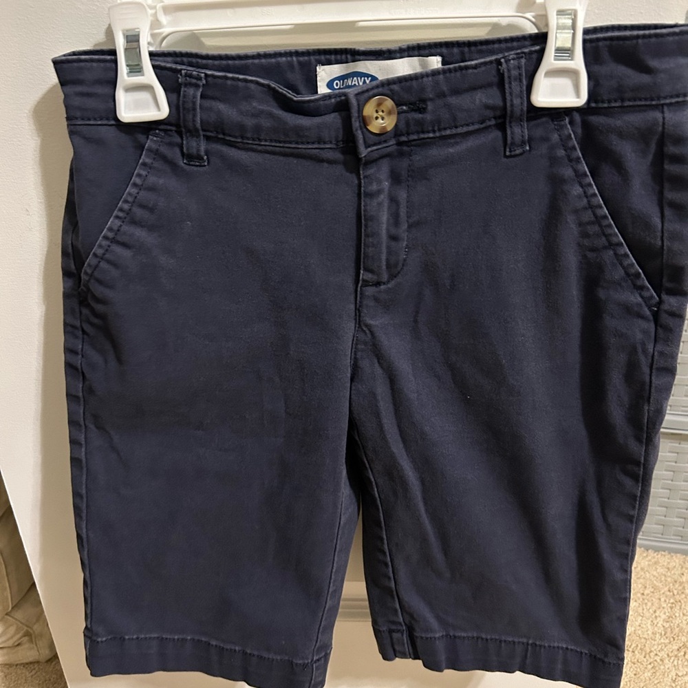 Old Navy Boy’s Khaki Shorts Size 12 Bermuda Dark School Uniform Blue 26” Waist